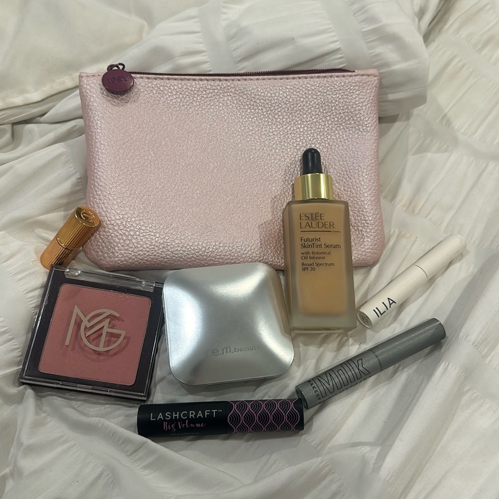Bundle of makeup in an Ipsy bag